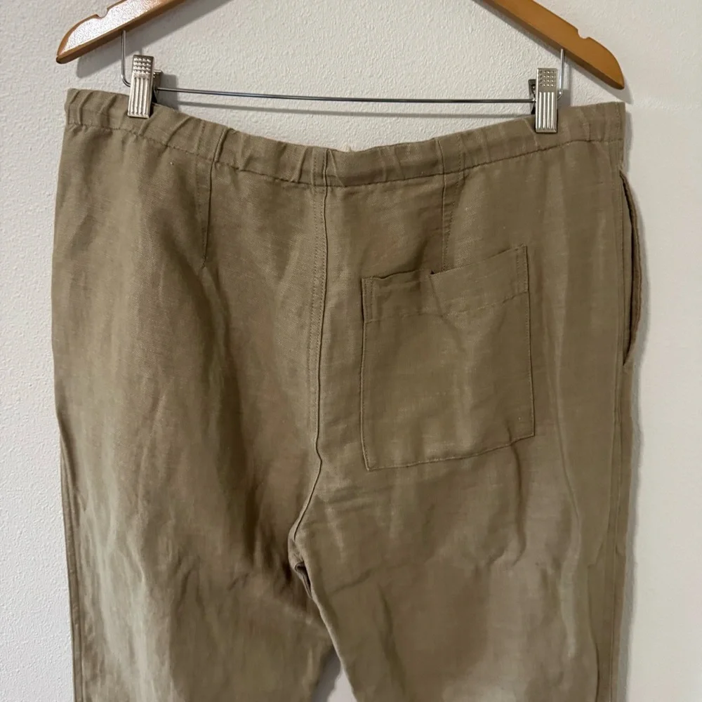 Banana Republic Onda Linen Cotton Blend Pant Khaki Beige Relaxed Fit 2024-Large